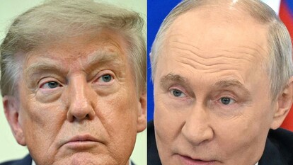 L'immagine rappresenta un collage di ritratti di uomini in abiti formali, tra cui Vladimir Putin e Donald Trump, riconoscibili nella scena. Si prevede una telefonata imminente tra i due leader riguardo a un allarme di peste. I volti mostrano caratteristiche di uomini adulti, con capelli grigi e indossano cravatte. L'atmosfera &egrave; di formalit&agrave; e seriet&agrave;, evidenziata dai dettagli dei loro abiti.